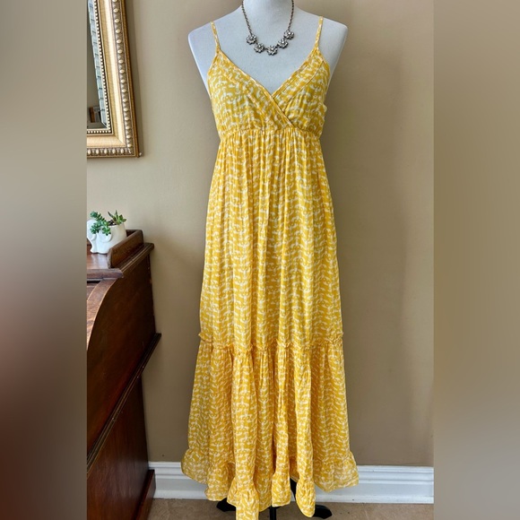 Anthropologie Porridge Yellow Lobster Print Tiered Maxi Dress Size Small - Picture 4 of 14